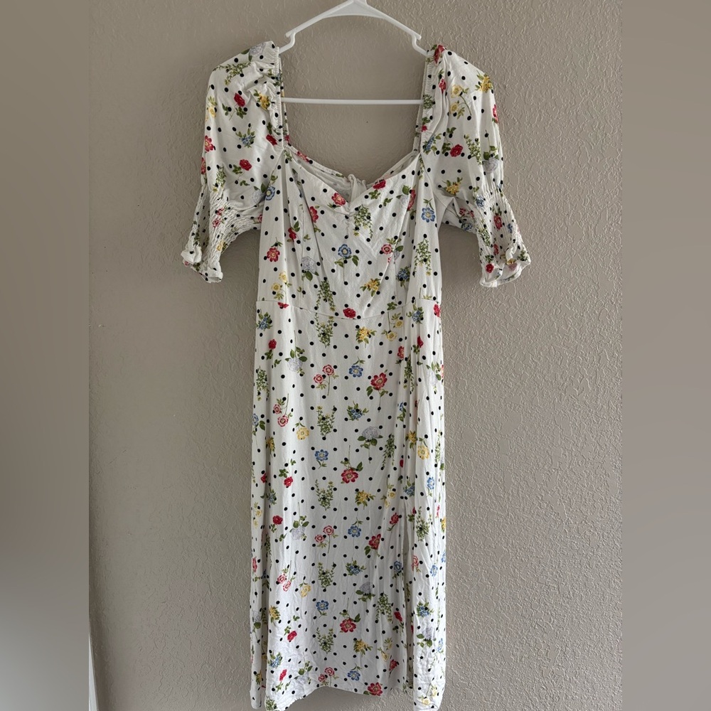 Floral Puff Sleeve Midi Dress